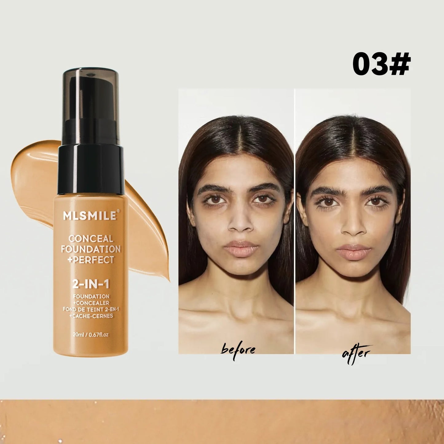 MLSMILE 2-in-1 Foundation & Concealer BB Cream