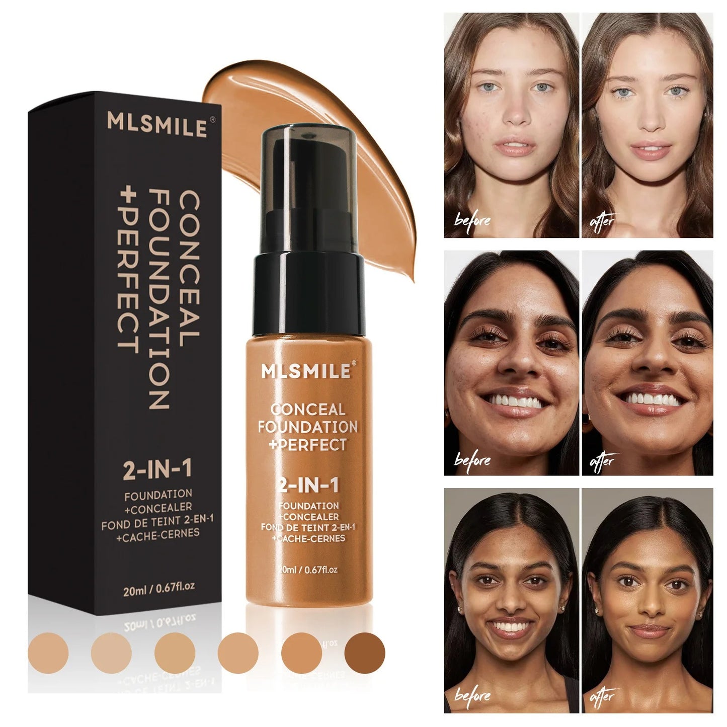 MLSMILE 2-in-1 Foundation & Concealer BB Cream